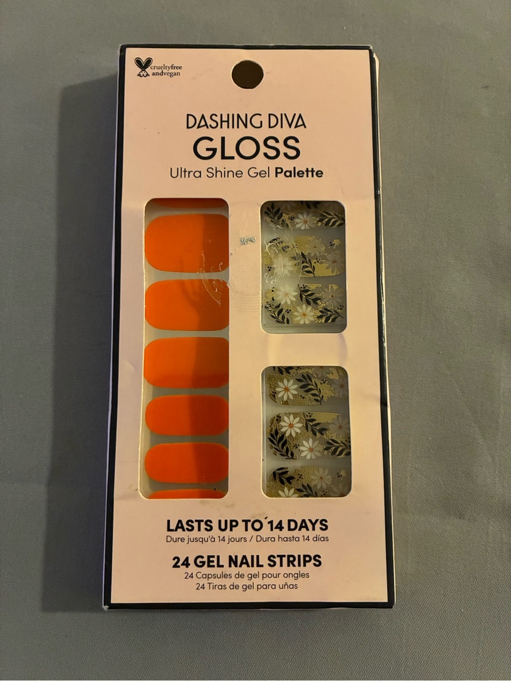 Dashing Diva Gloss Orange & Floral Gel Nail Strips
